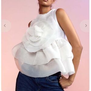 CYNTHIA ROWLEY
Sleeveless Flower-applique Organza Top In White